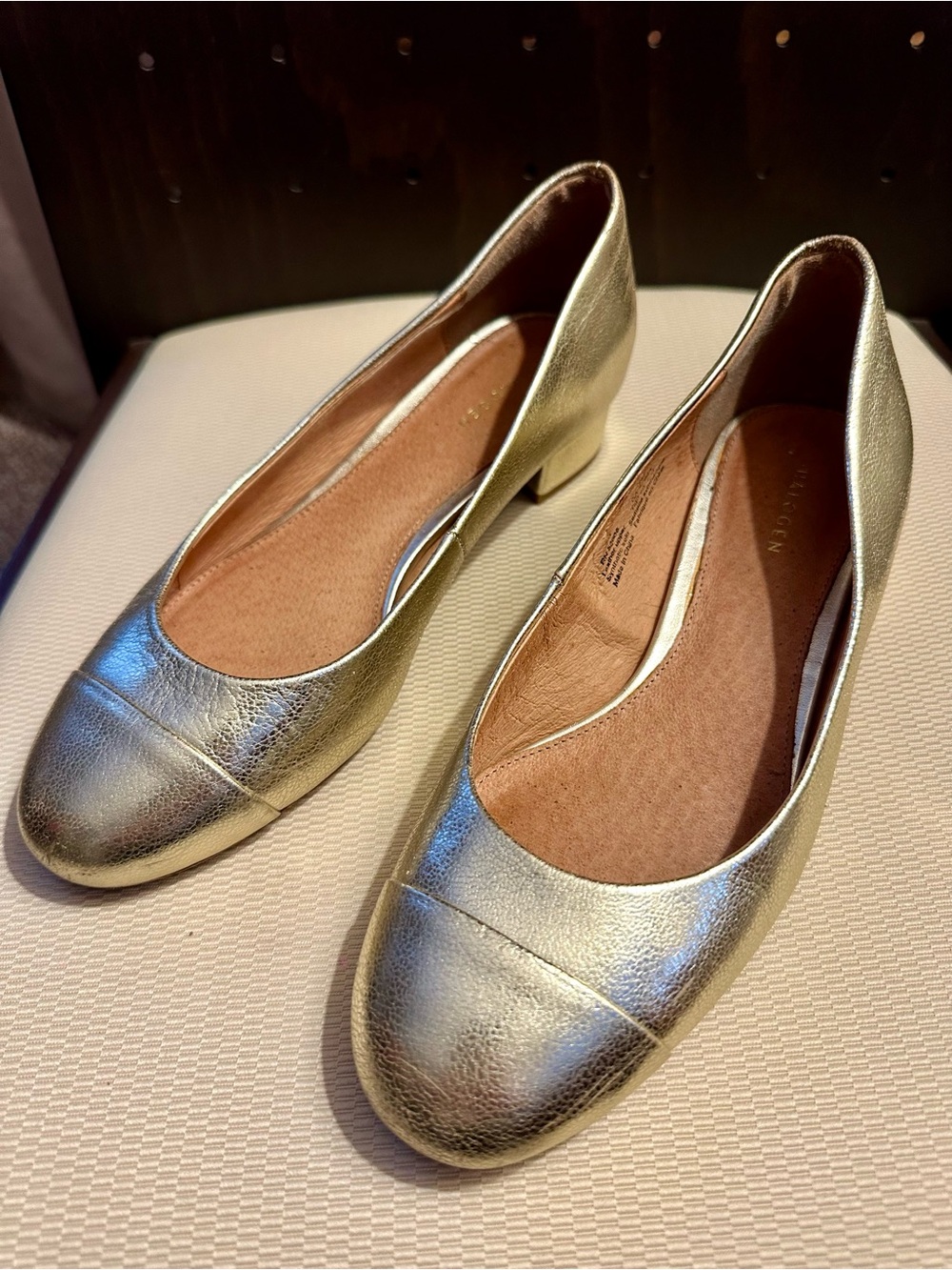 Halogen Gold Low Heel Women's Pumps - Classic Metallic Flats